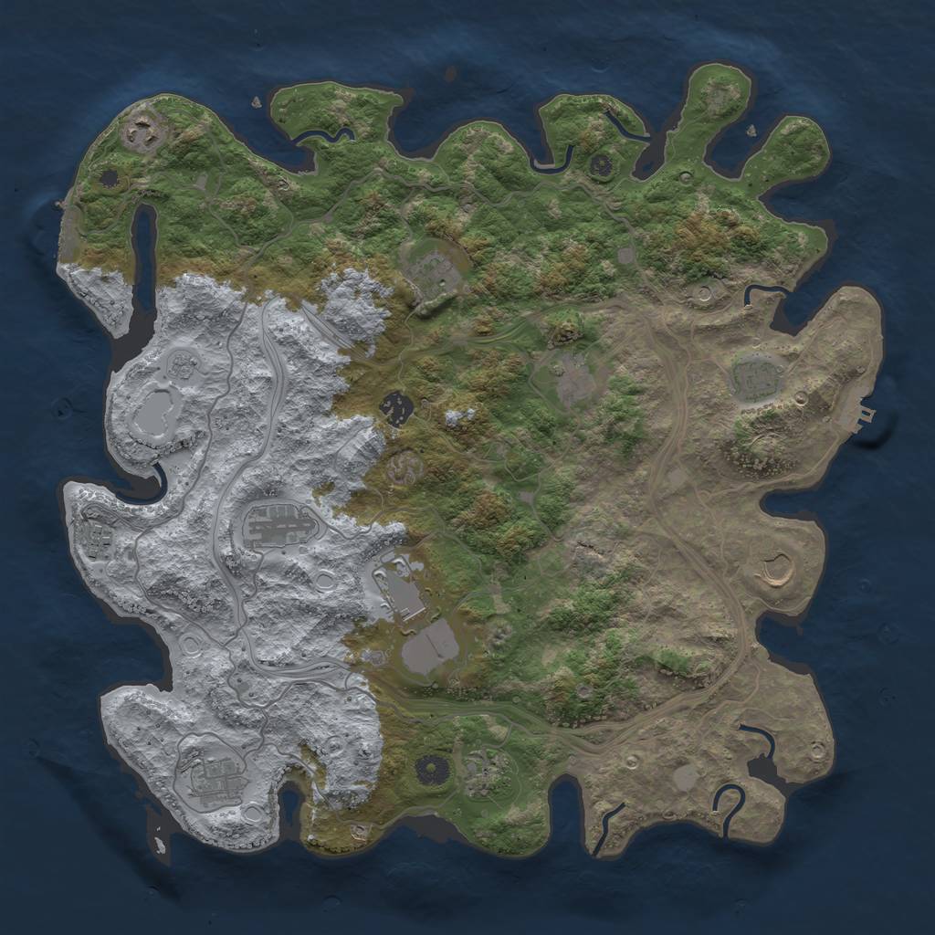 Rust Map: Procedural Map, Size: 4250, Seed: 397315706, 20 Monuments