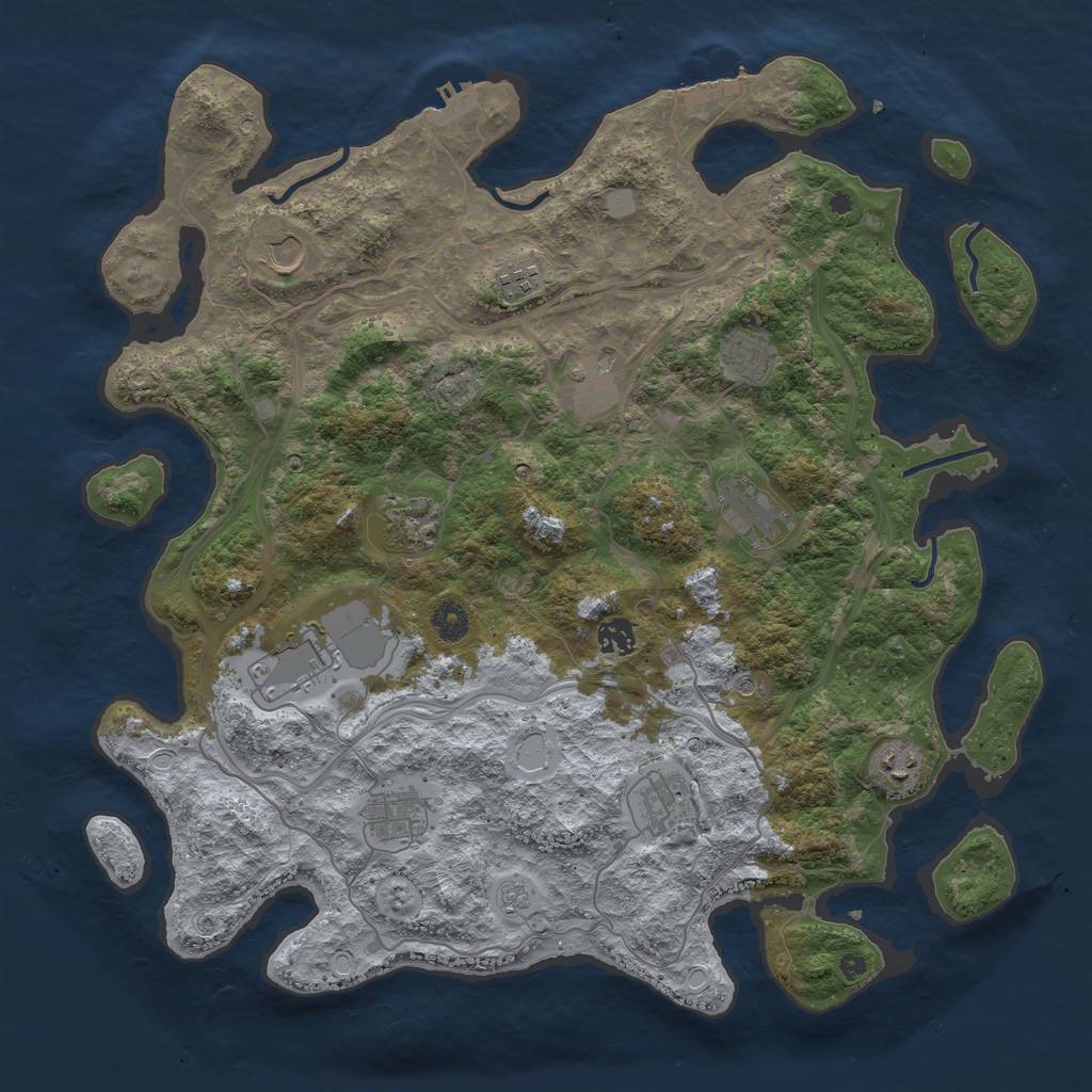 Rust Map: Procedural Map, Size: 4250, Seed: 105281045, 18 Monuments