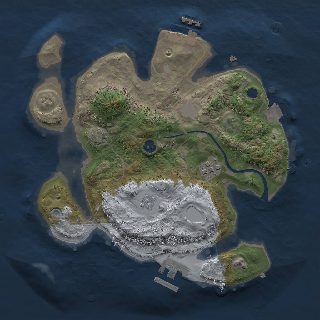 Rust Map: Procedural Map, Size: 2500, Seed: 85032030, 6 Monuments