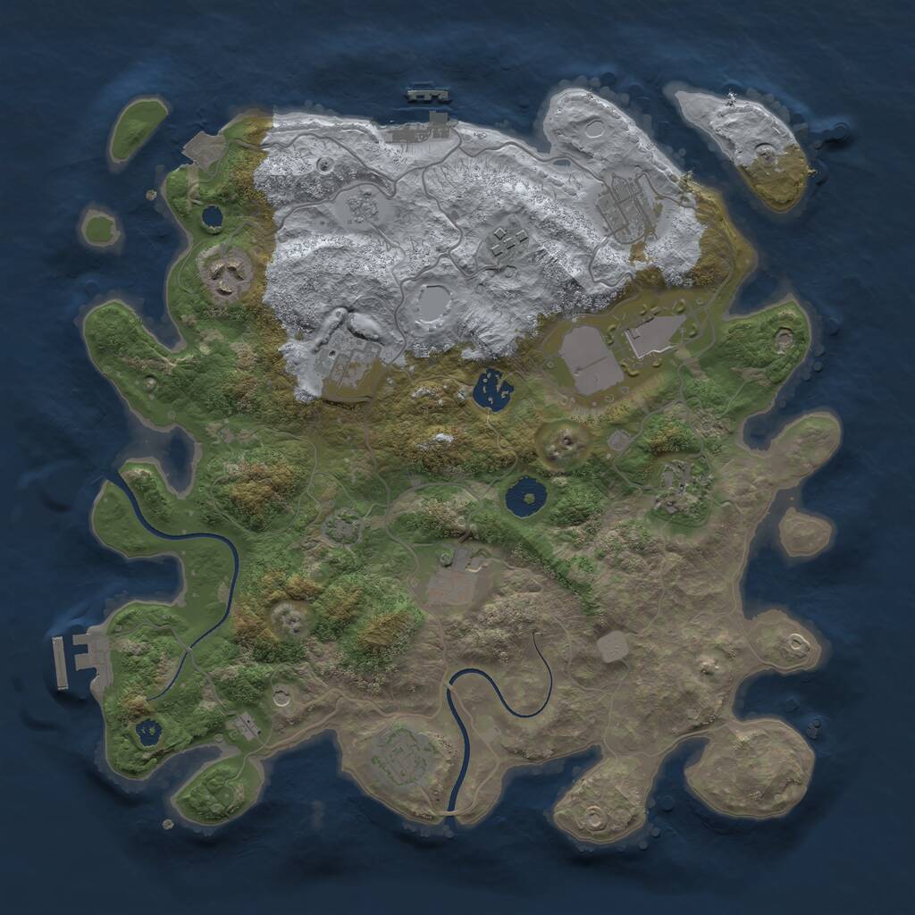 Rust Map: Procedural Map, Size: 3500, Seed: 681599, 15 Monuments