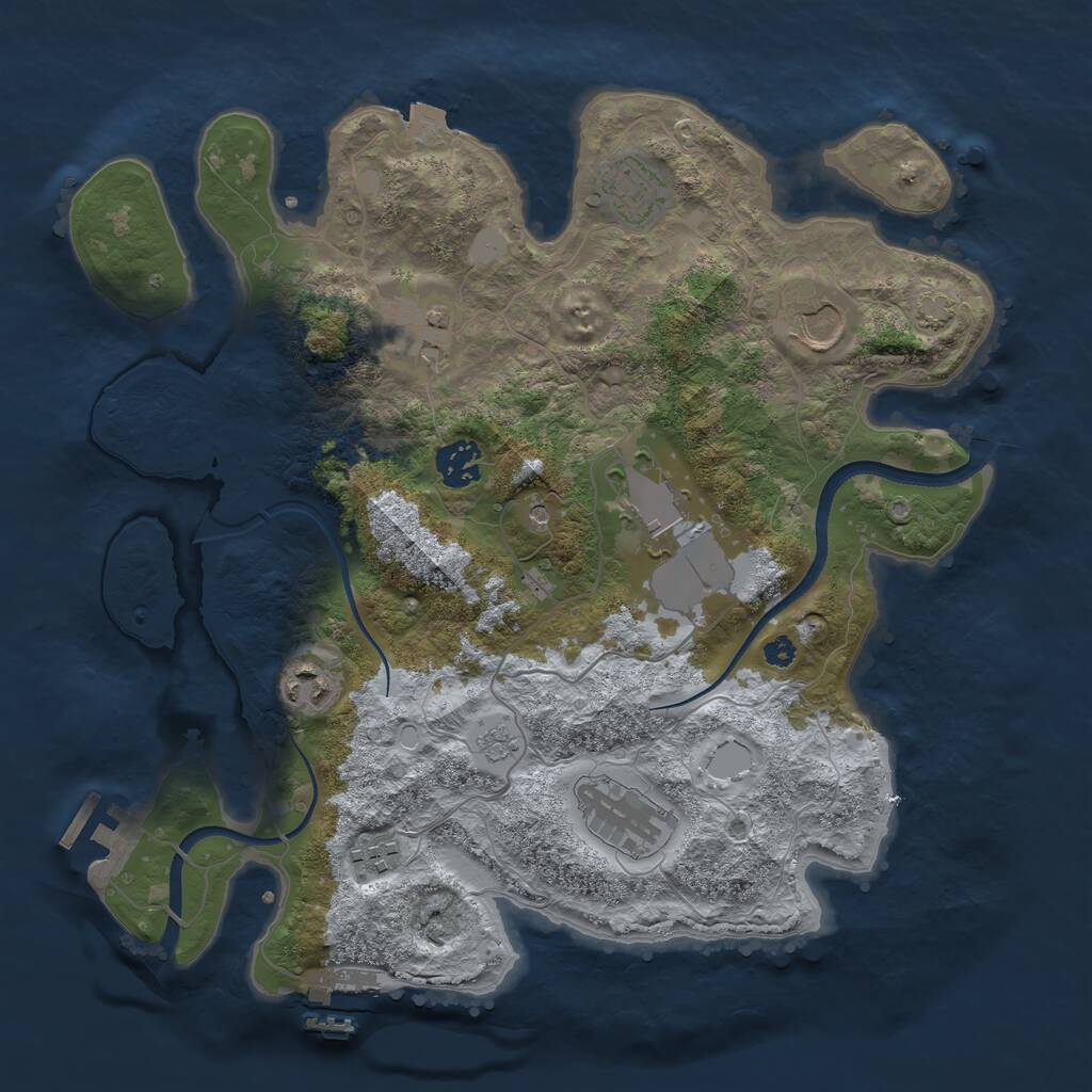 Rust Map: Procedural Map, Size: 3500, Seed: 996551200, 14 Monuments