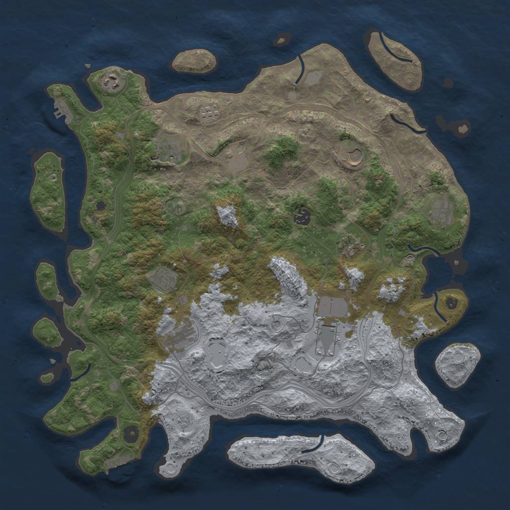 Rust Map: Procedural Map, Size: 4500, Seed: 60818866, 20 Monuments