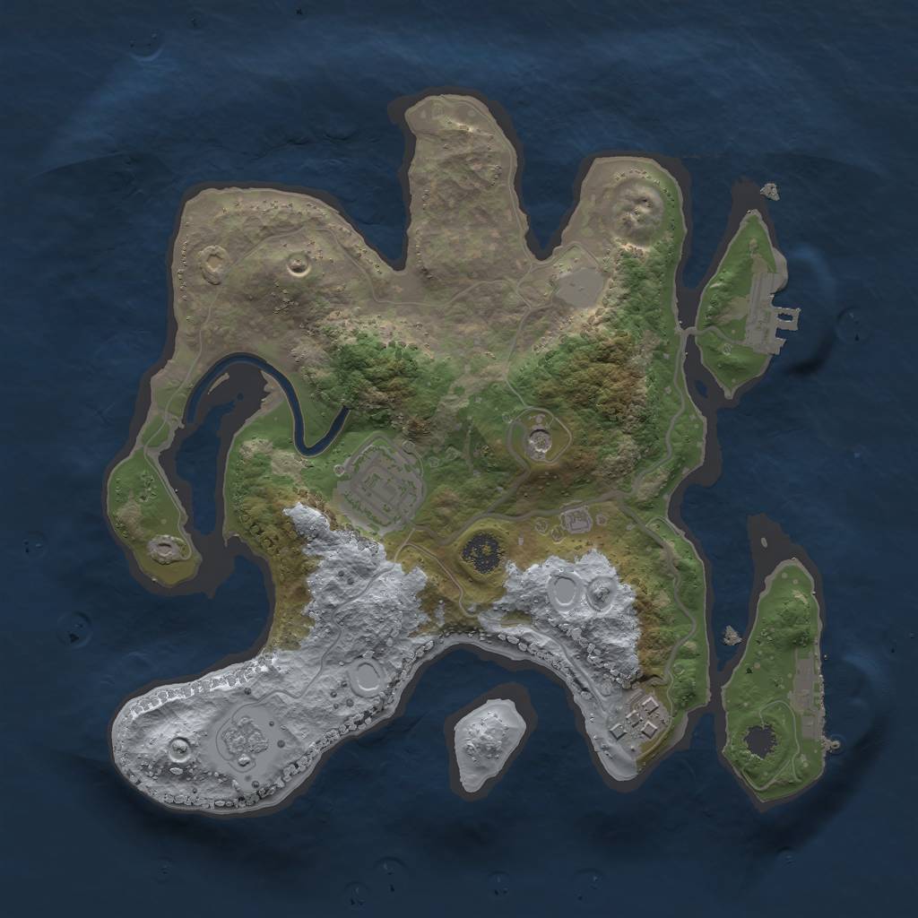 Rust Map: Procedural Map, Size: 2500, Seed: 89435894, 11 Monuments