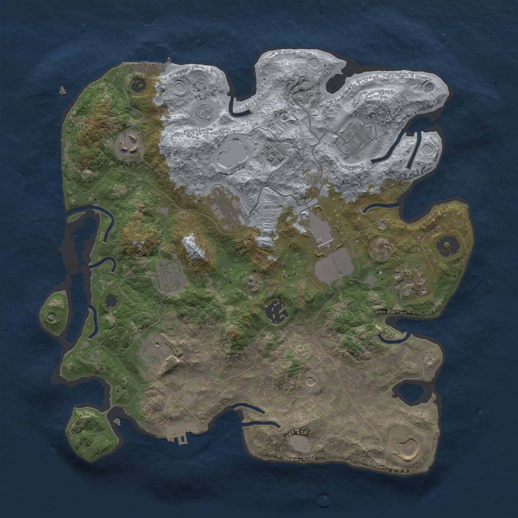 Rust Map: Procedural Map, Size: 3500, Seed: 1295307836, 19 Monuments