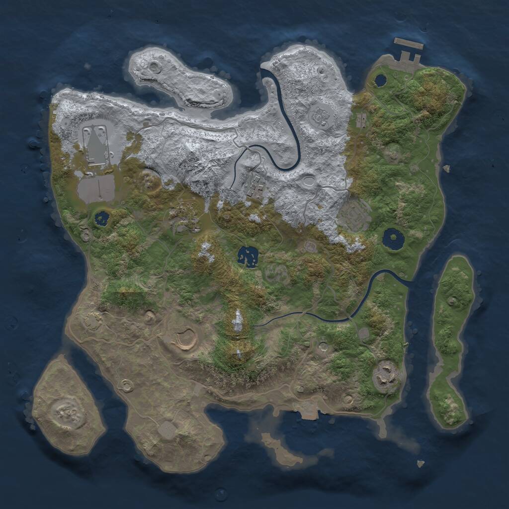 Rust Map: Procedural Map, Size: 3500, Seed: 4079987, 12 Monuments