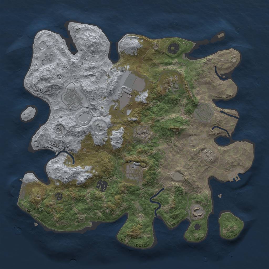 Rust Map: Procedural Map, Size: 3500, Seed: 29997128, 17 Monuments