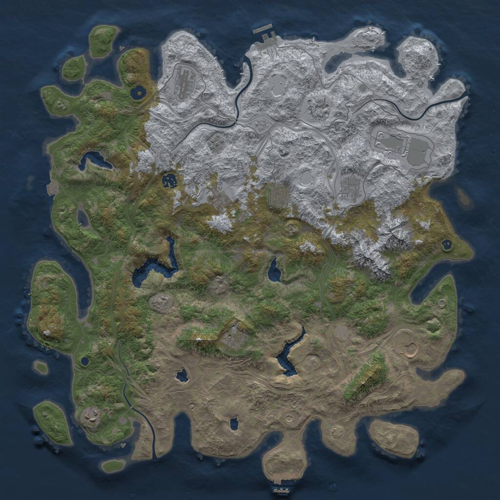 Rust Map: Procedural Map, Size: 5000, Seed: 530423269, 17 Monuments