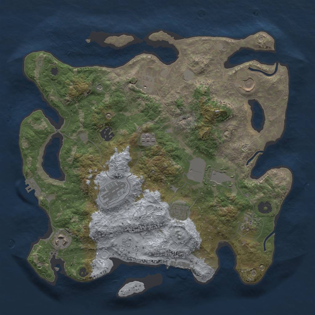 Rust Map: Procedural Map, Size: 3500, Seed: 84058449, 18 Monuments