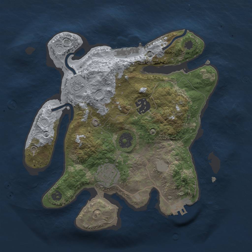 Rust Map: Procedural Map, Size: 2500, Seed: 16666, 10 Monuments