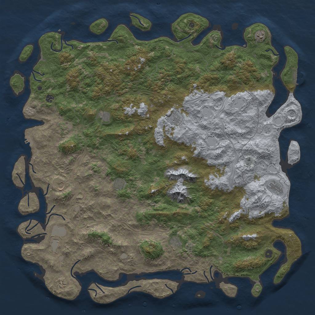 Rust Map: Procedural Map, Size: 6000, Seed: 42118, 20 Monuments