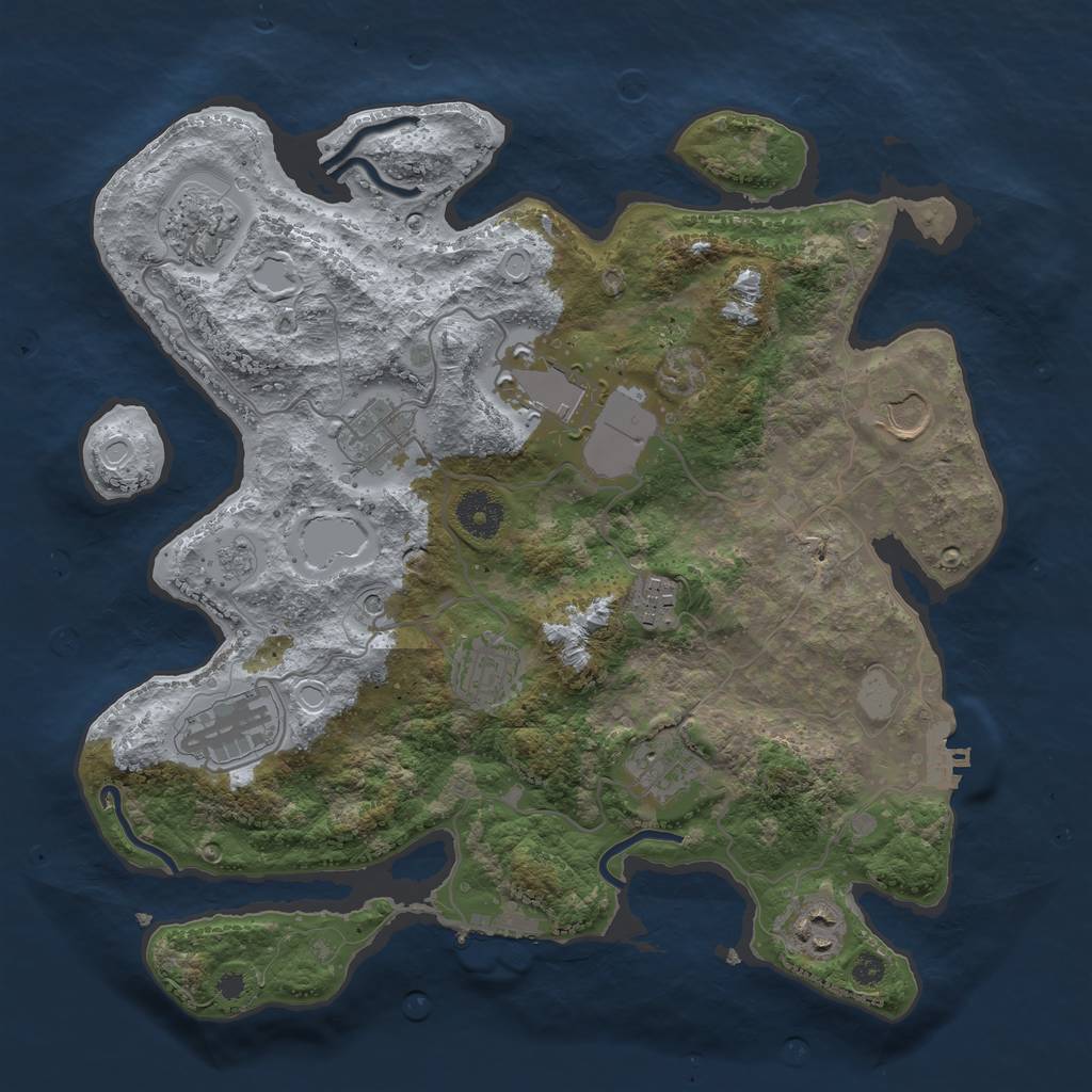 Rust Map: Procedural Map, Size: 3500, Seed: 1050981651, 18 Monuments