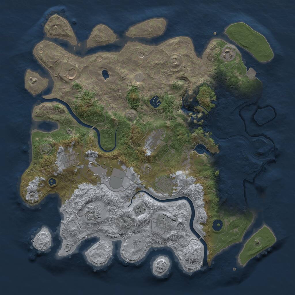 Rust Map: Procedural Map, Size: 4000, Seed: 1351900568, 14 Monuments