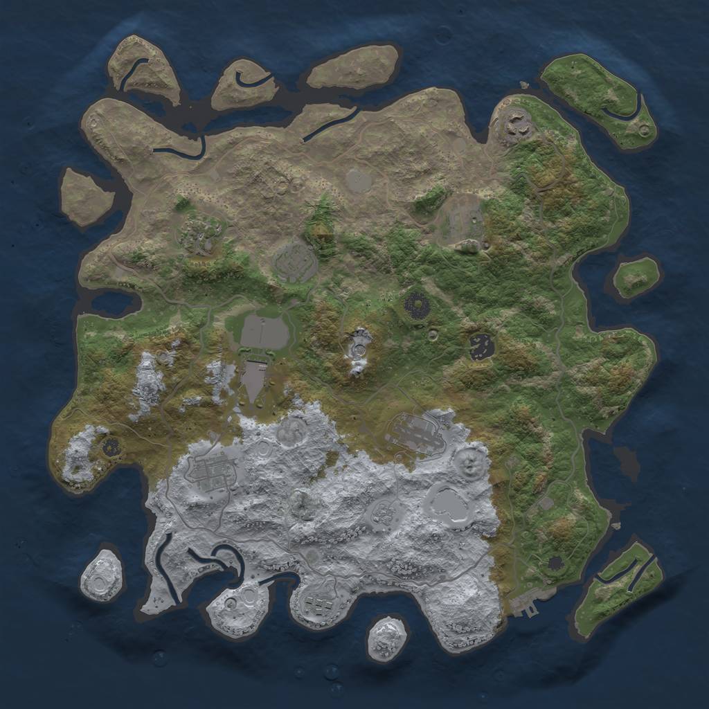 Rust Map: Procedural Map, Size: 4000, Seed: 1351900568, 17 Monuments