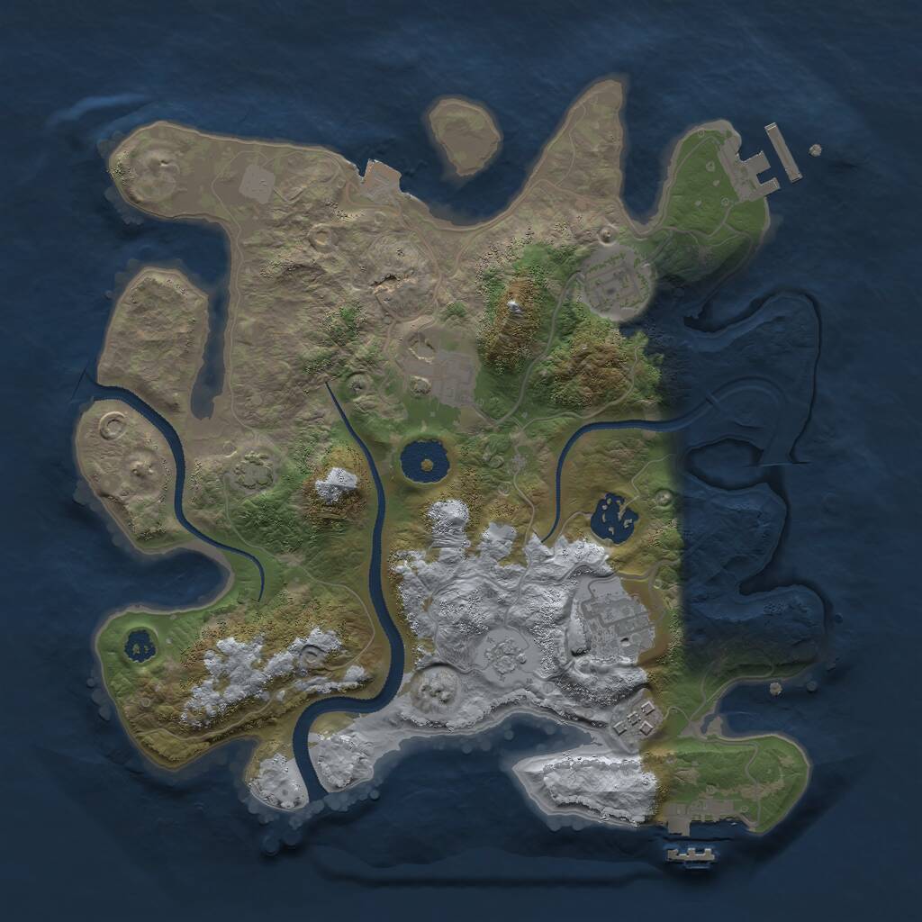 Rust Map: Procedural Map, Size: 3000, Seed: 104357, 10 Monuments