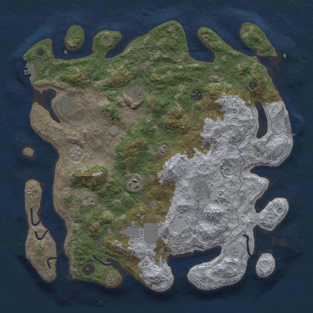 Rust Map: Procedural Map, Size: 4000, Seed: 1736267, 17 Monuments
