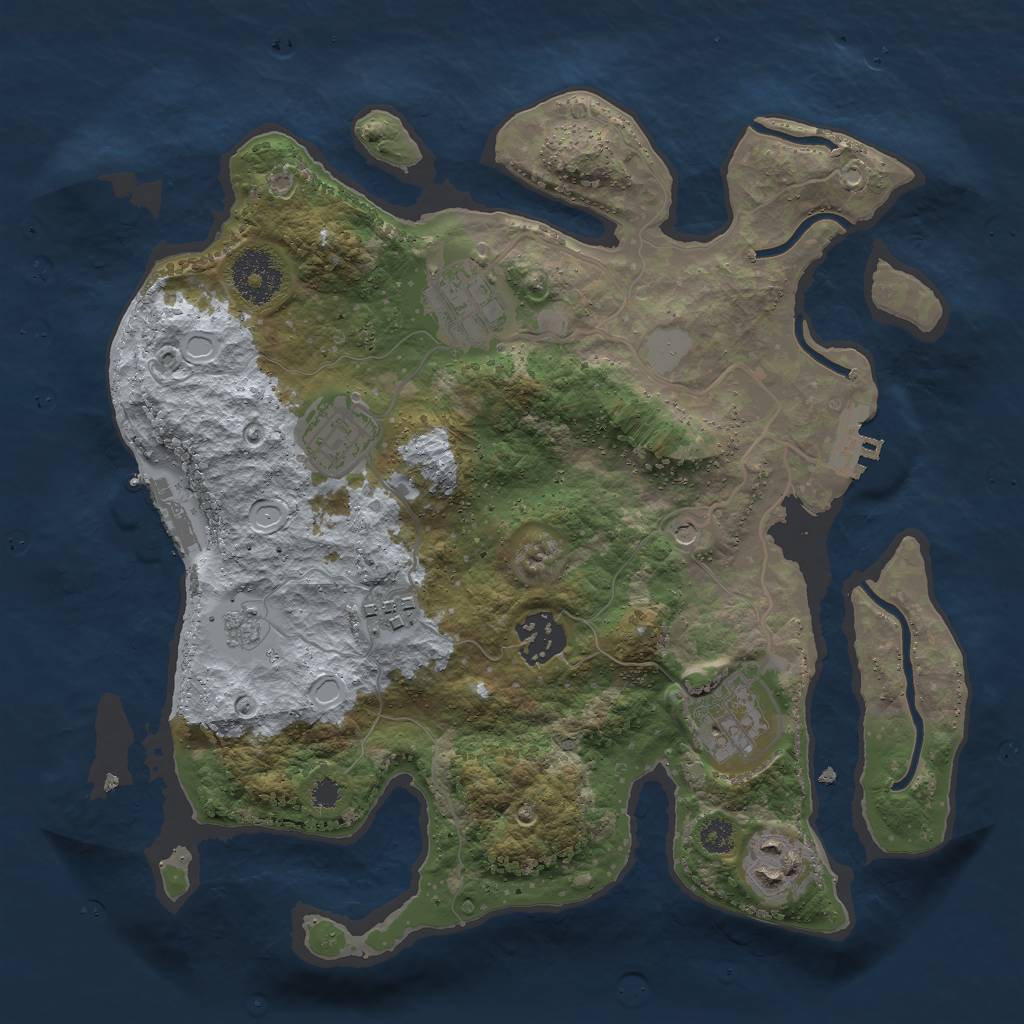 Rust Map: Procedural Map, Size: 3000, Seed: 24789, 13 Monuments