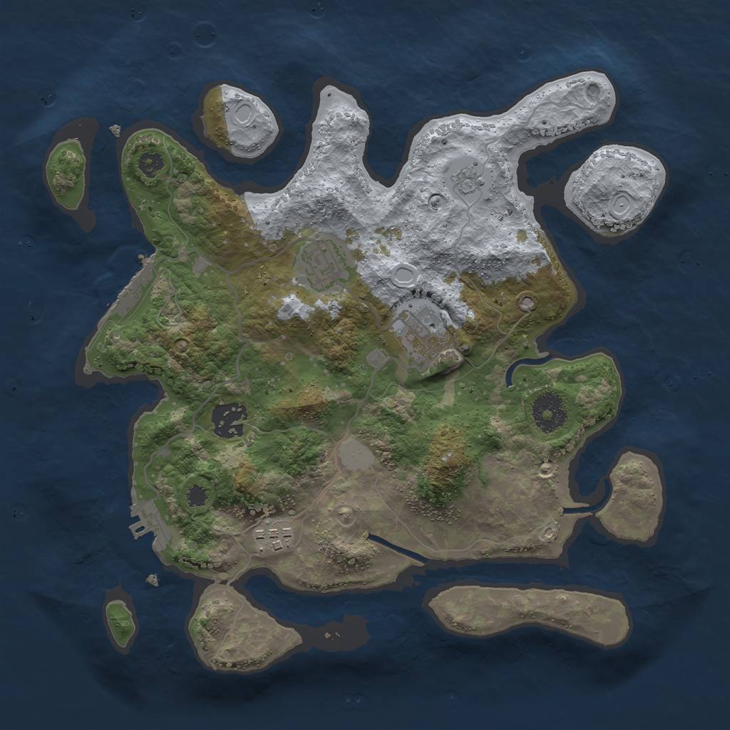 Rust Map: Procedural Map, Size: 3000, Seed: 776768, 12 Monuments