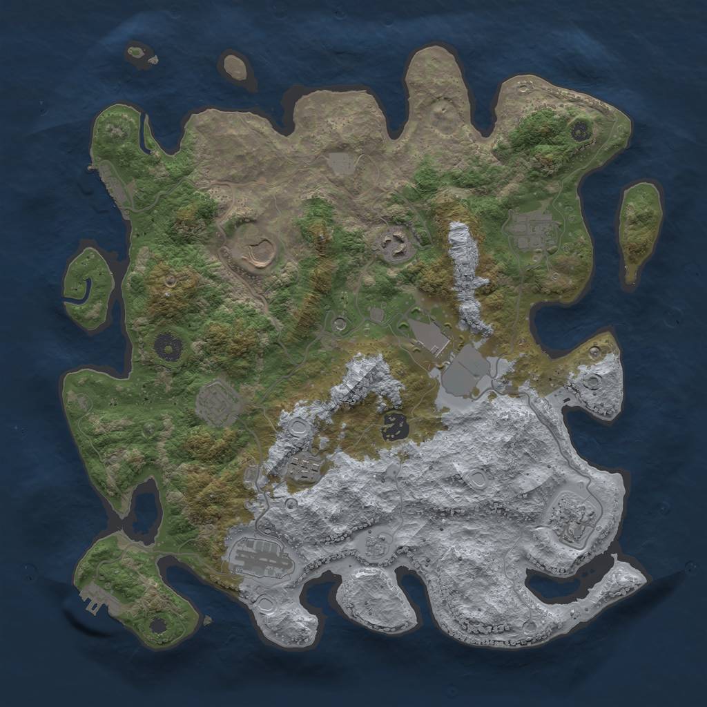 Rust Map: Procedural Map, Size: 3700, Seed: 587511713, 18 Monuments