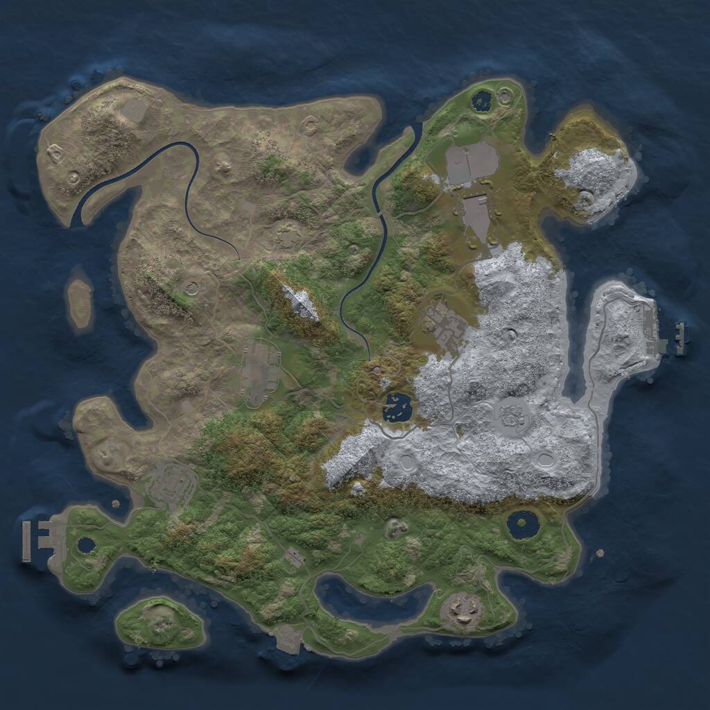 Rust Map: Procedural Map, Size: 3500, Seed: 3354004, 12 Monuments