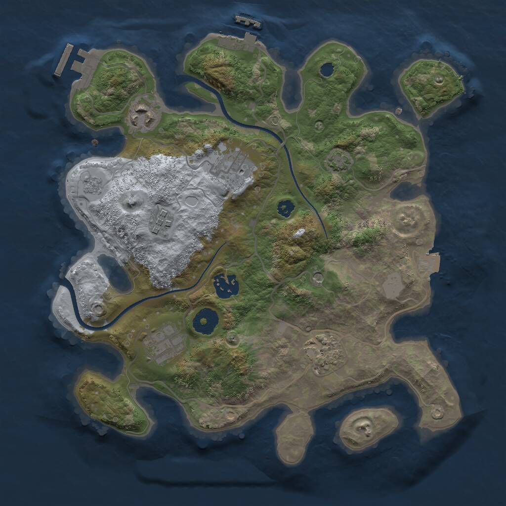 Rust Map: Procedural Map, Size: 3000, Seed: 368471512, 12 Monuments