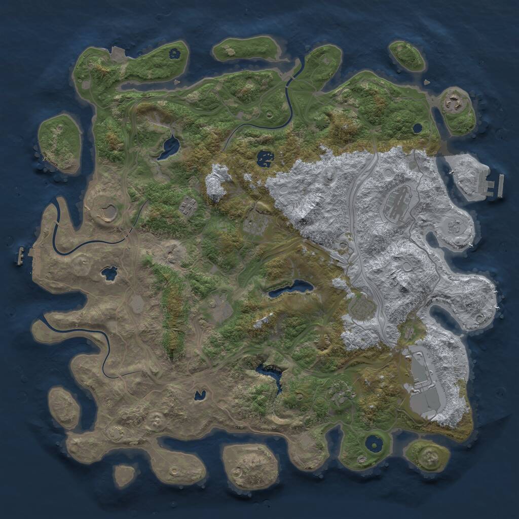 Rust Map: Procedural Map, Size: 4500, Seed: 553564801, 16 Monuments