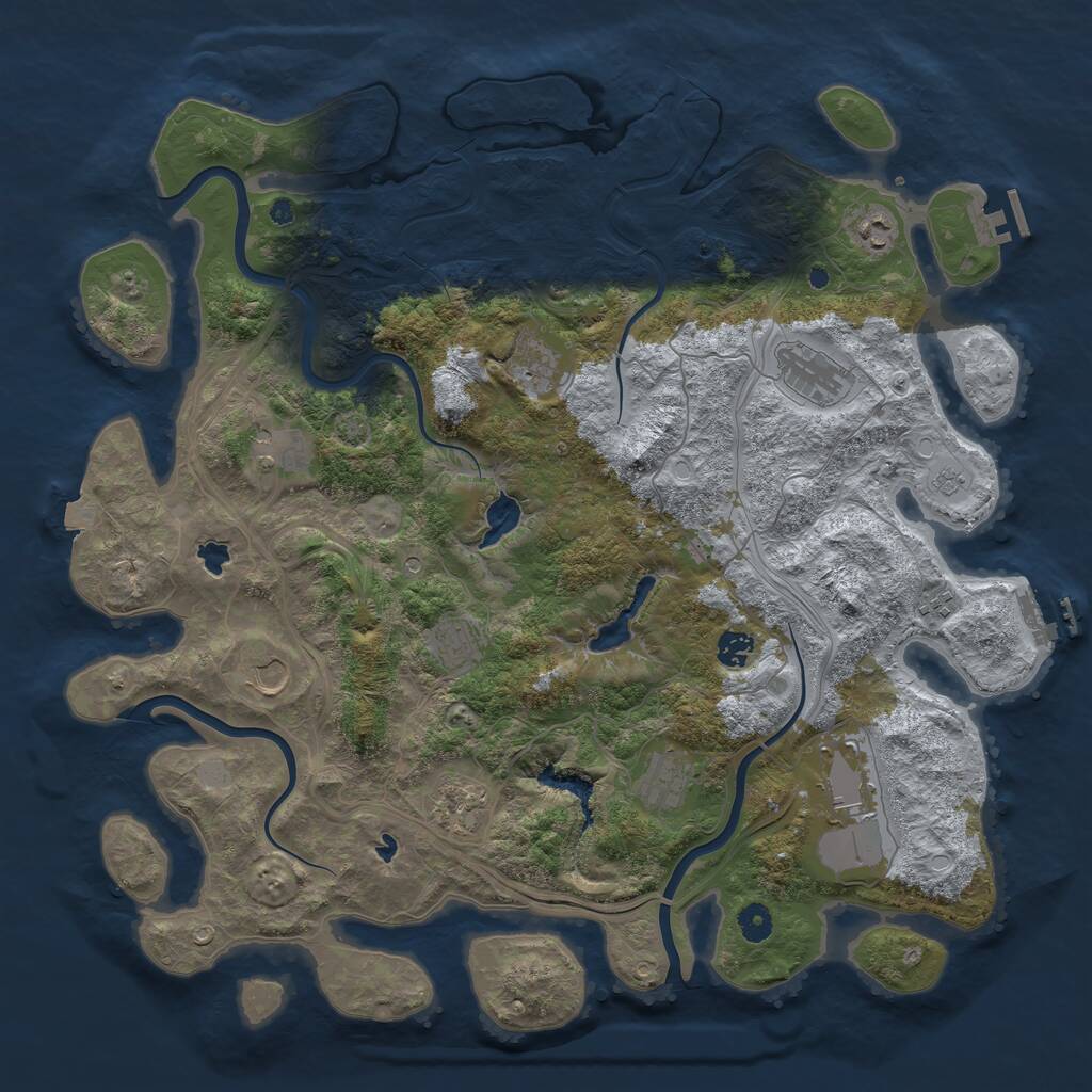 Rust Map: Procedural Map, Size: 4500, Seed: 553564801, 17 Monuments