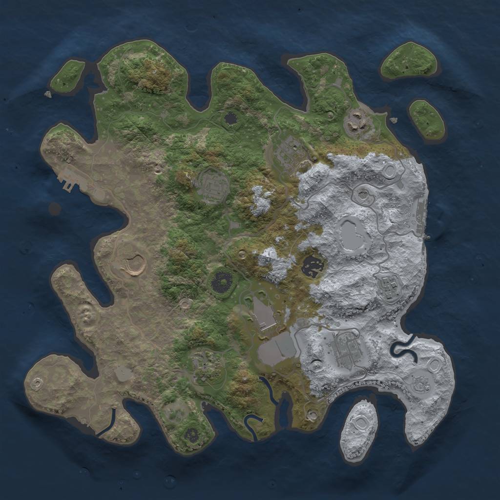 Rust Map: Procedural Map, Size: 3500, Seed: 1089470739, 18 Monuments