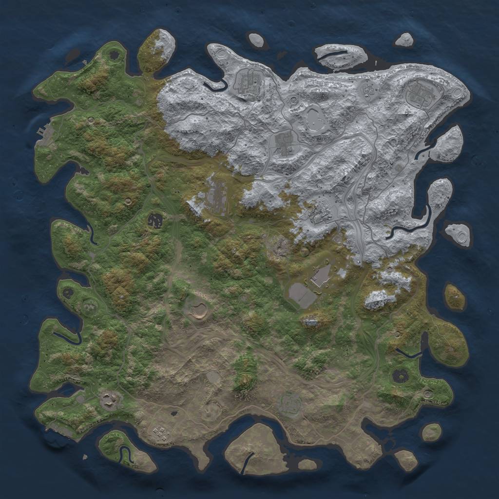 Rust Map: Procedural Map, Size: 4800, Seed: 1240472916, 20 Monuments