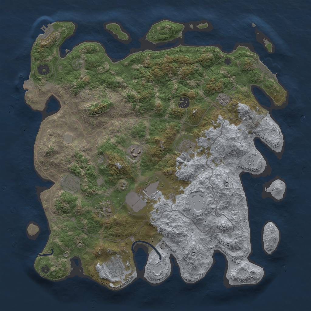 Rust Map: Procedural Map, Size: 4000, Seed: 101807285, 16 Monuments
