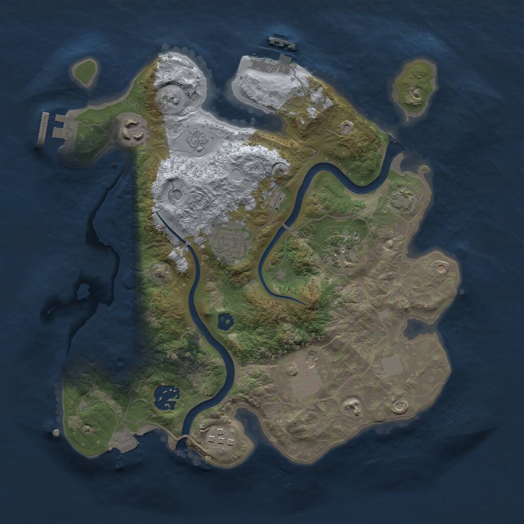 Rust Map: Procedural Map, Size: 3000, Seed: 70643211, 12 Monuments