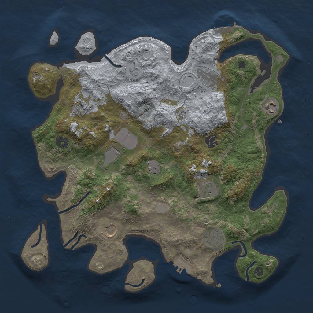 Rust Map: Procedural Map, Size: 3600, Seed: 65987993, 18 Monuments