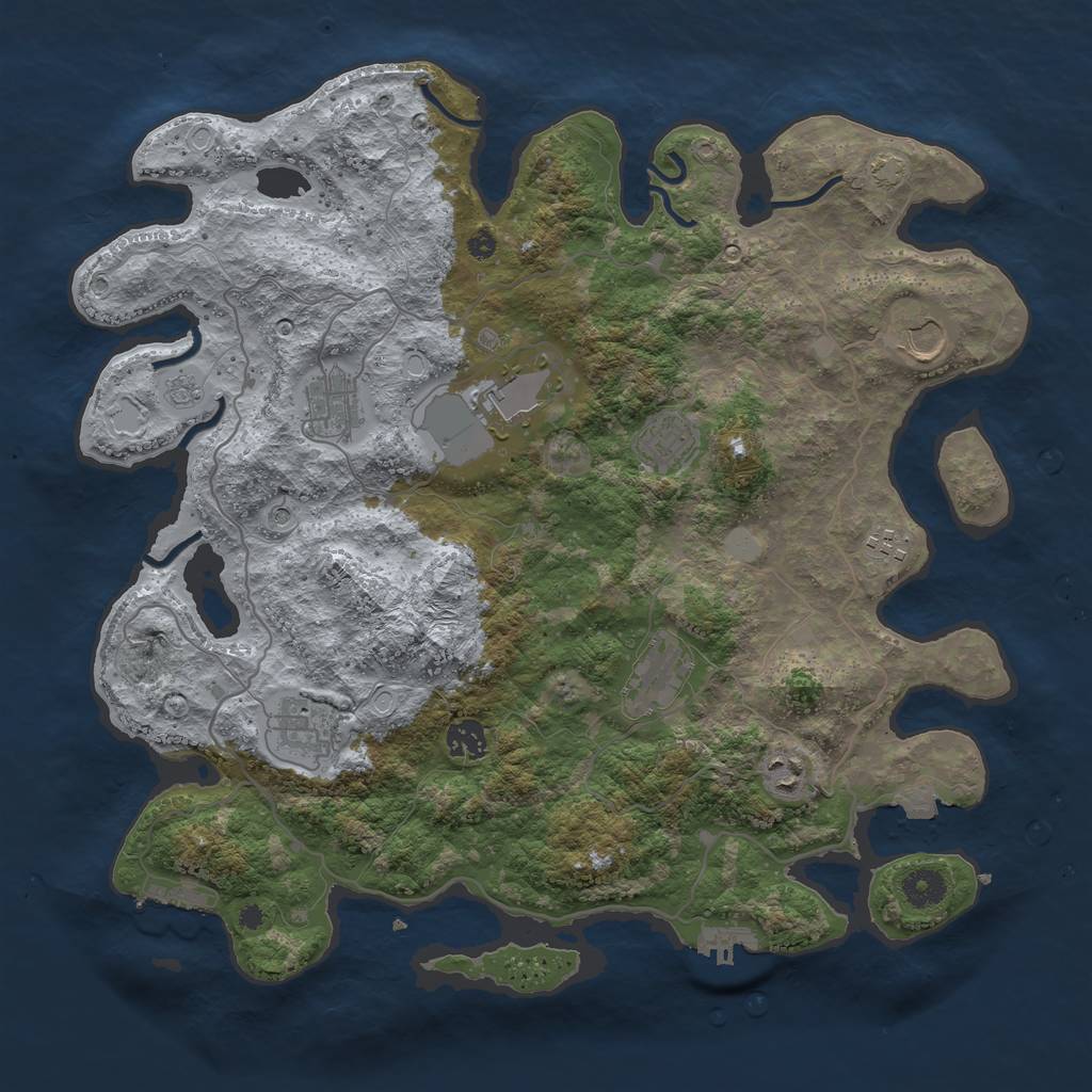 Rust Map: Procedural Map, Size: 4000, Seed: 1905431471, 17 Monuments