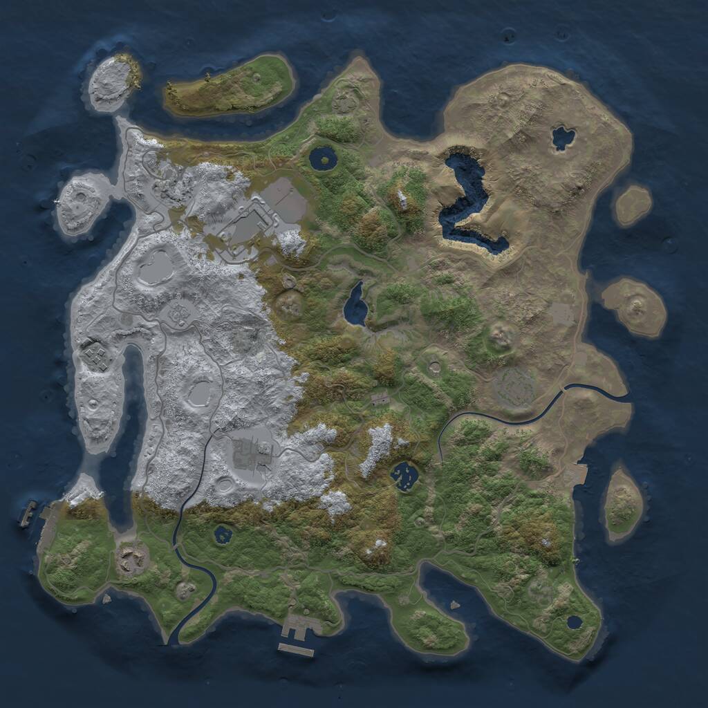 Rust Map: Procedural Map, Size: 4000, Seed: 235234523, 13 Monuments
