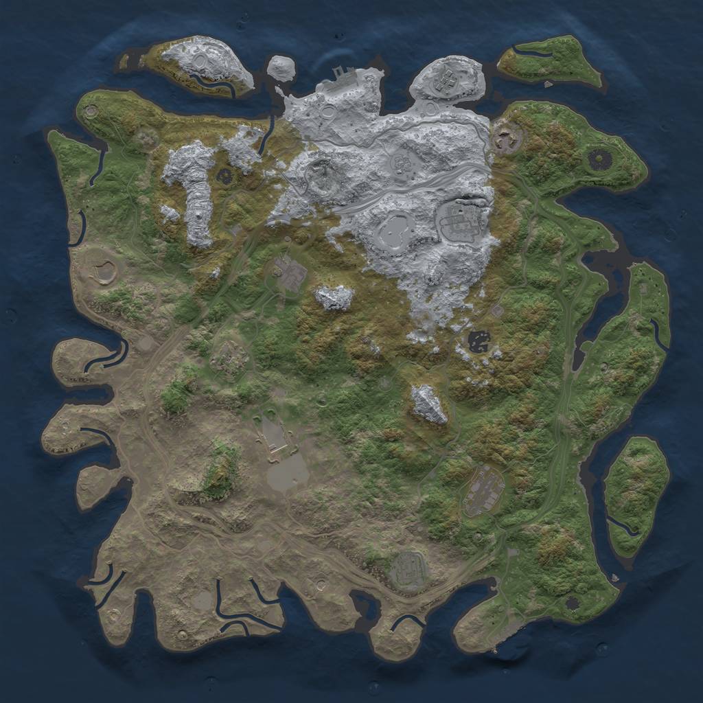 Rust Map: Procedural Map, Size: 4500, Seed: 312423, 19 Monuments