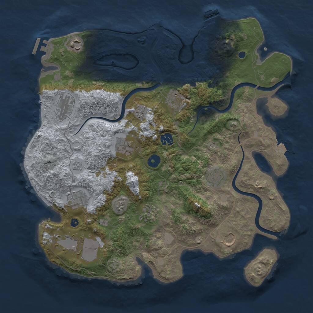 Rust Map: Procedural Map, Size: 3700, Seed: 166618415, 17 Monuments