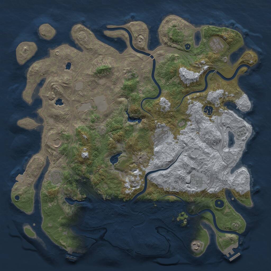 Rust Map: Procedural Map, Size: 4500, Seed: 98116, 16 Monuments