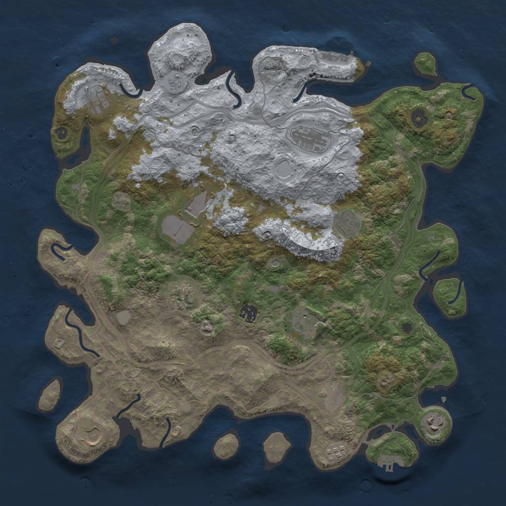 Rust Map: Procedural Map, Size: 4250, Seed: 511806878, 18 Monuments