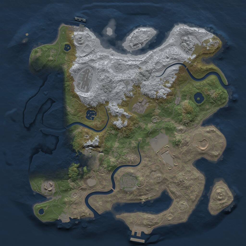 Rust Map: Procedural Map, Size: 3500, Seed: 166850023, 16 Monuments