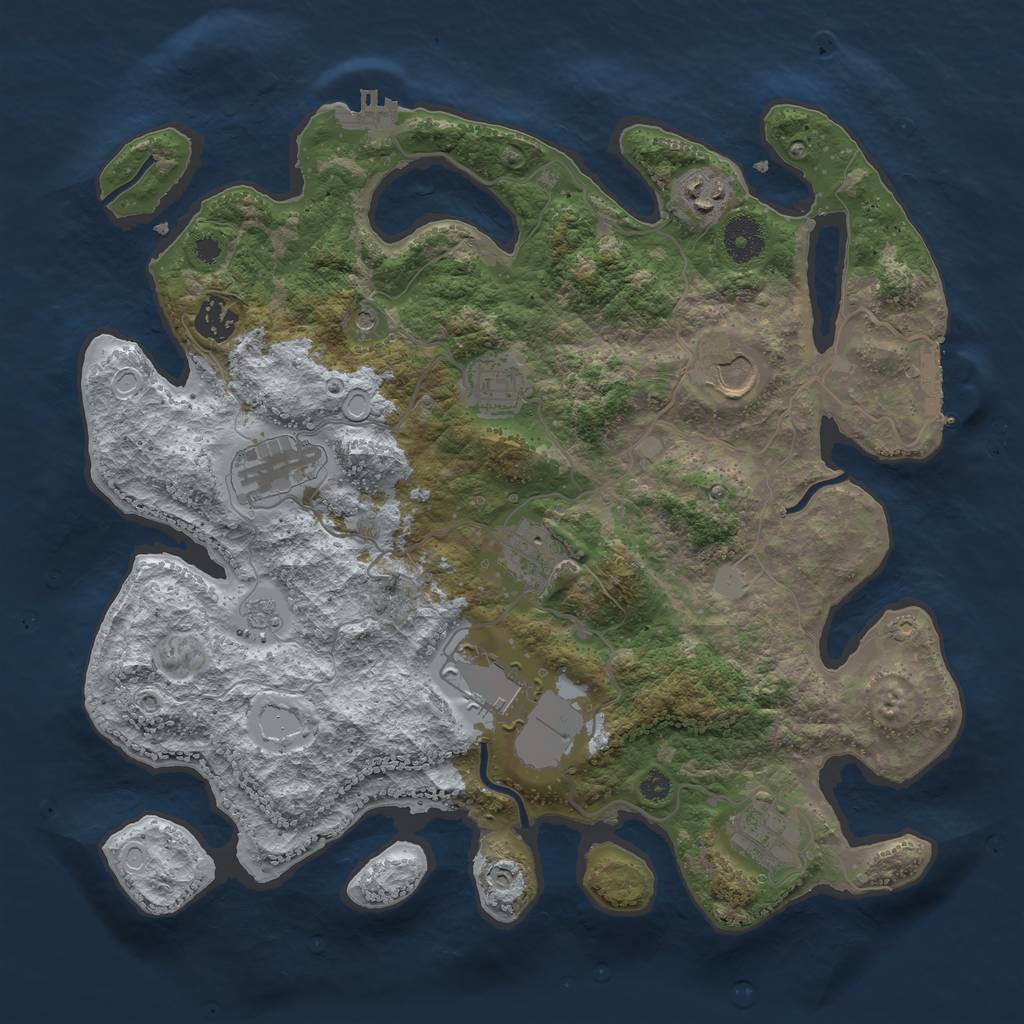 Rust Map: Procedural Map, Size: 3600, Seed: 369884461, 17 Monuments