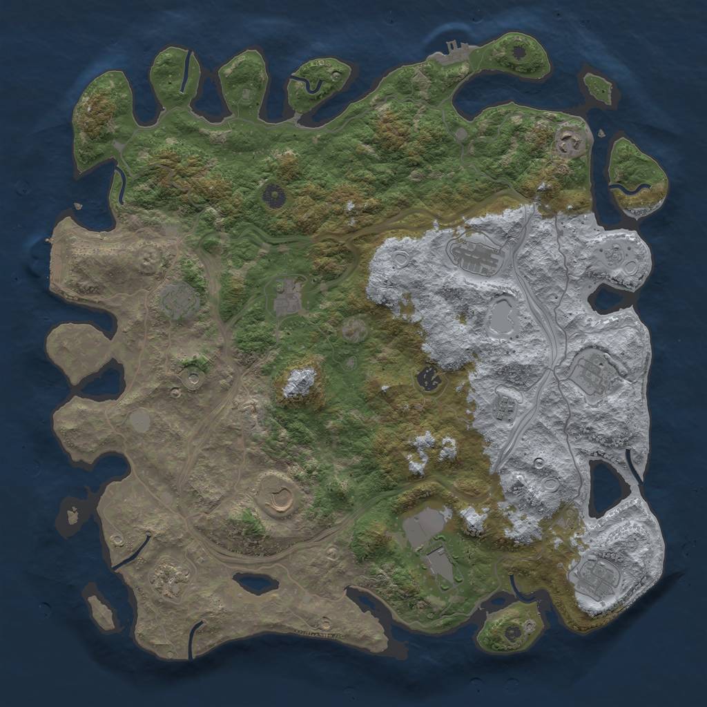 Rust Map: Procedural Map, Size: 4500, Seed: 886029803, 20 Monuments