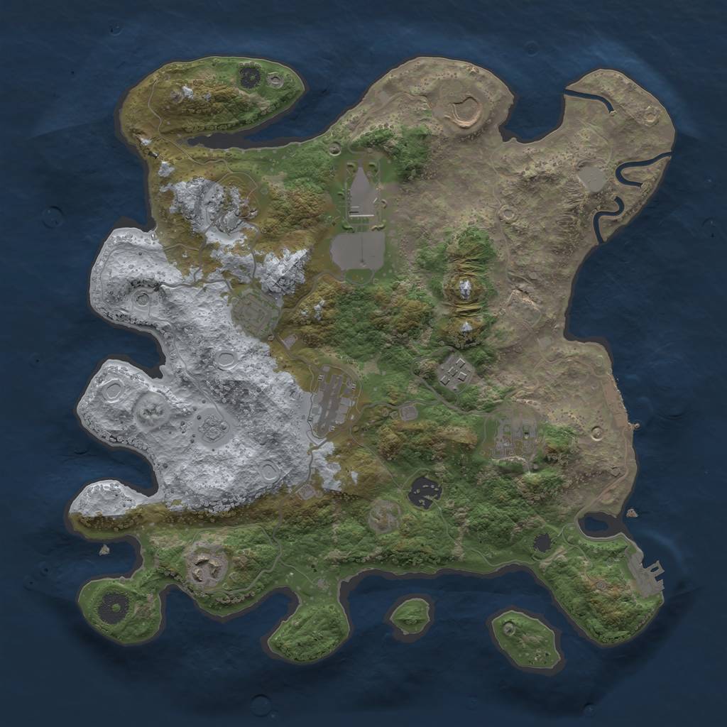 Rust Map: Procedural Map, Size: 3500, Seed: 18011725, 18 Monuments
