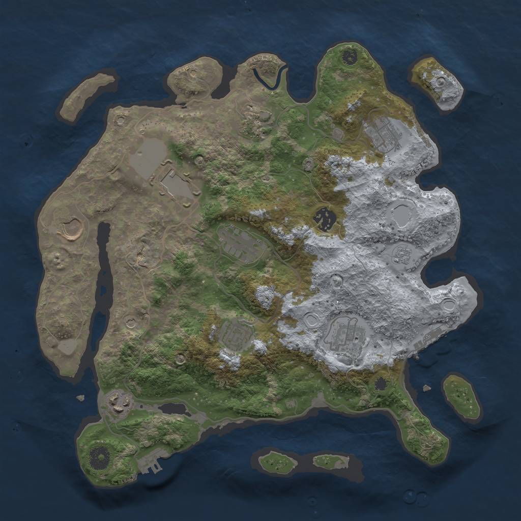 Rust Map: Procedural Map, Size: 3500, Seed: 1368082531, 18 Monuments