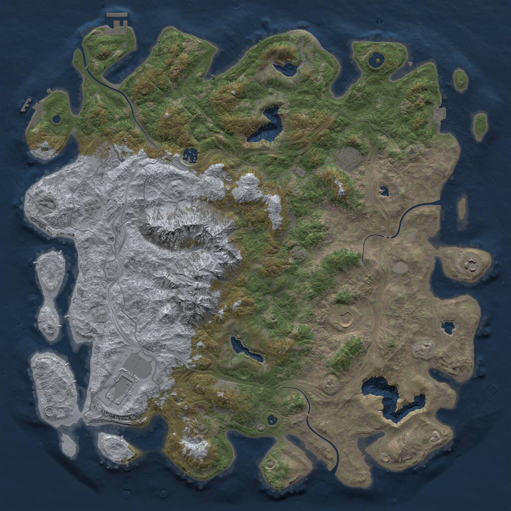 Rust Map: Procedural Map, Size: 5000, Seed: 41258965, 14 Monuments