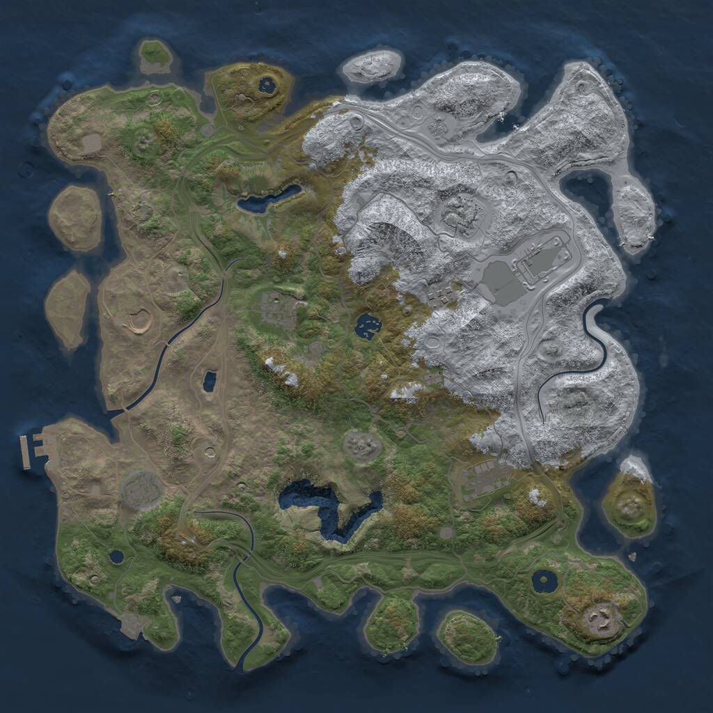 Rust Map: Procedural Map, Size: 4250, Seed: 999144539, 14 Monuments