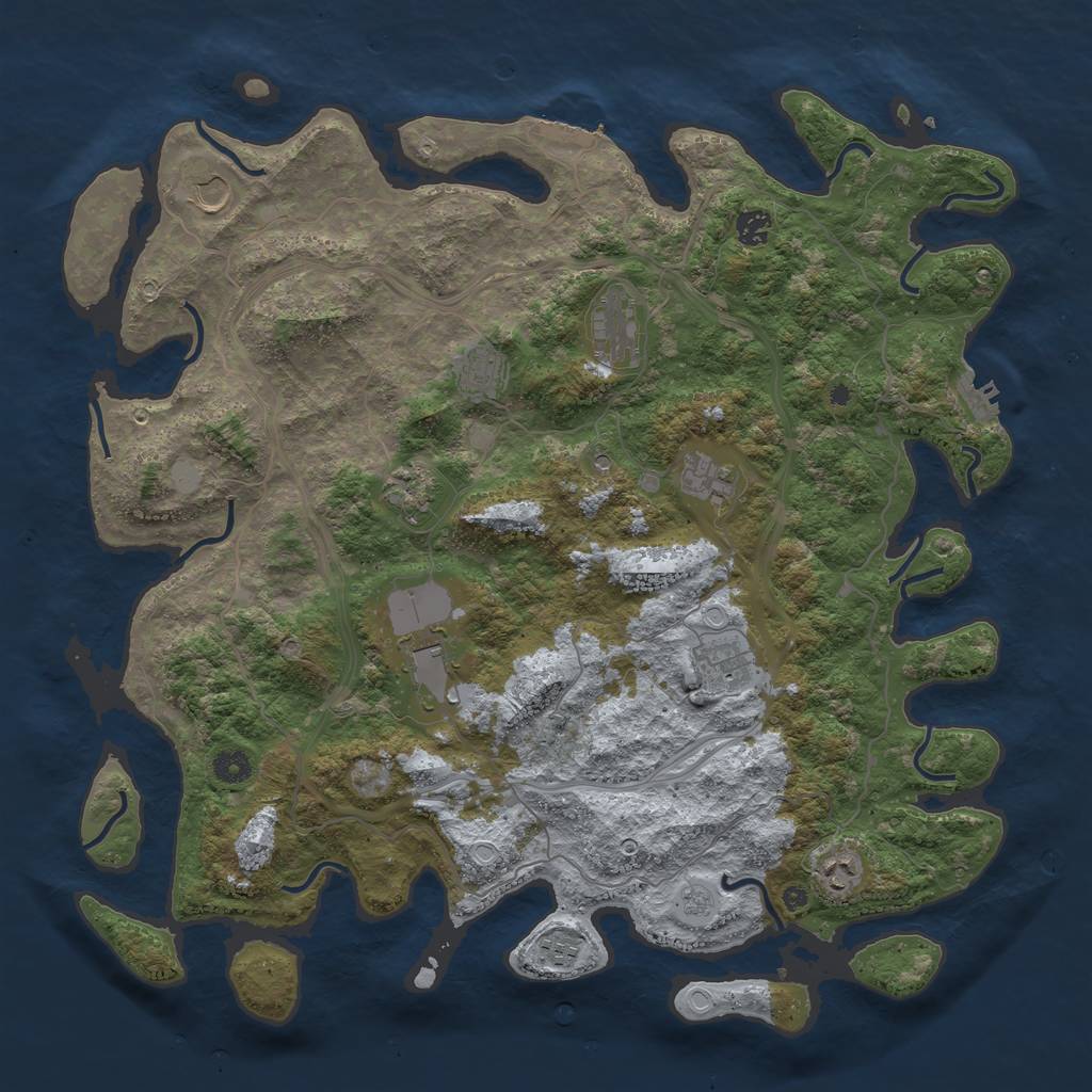 Rust Map: Procedural Map, Size: 4500, Seed: 530826472, 19 Monuments