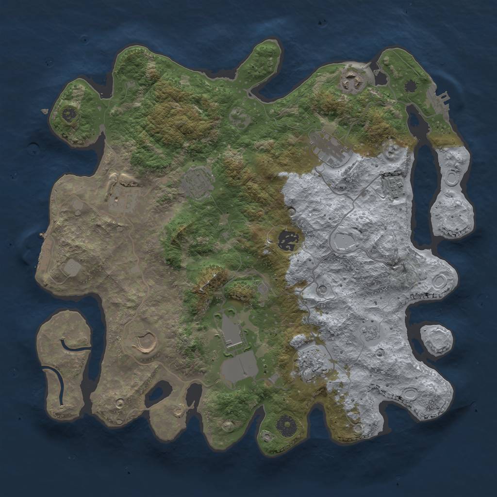 Rust Map: Procedural Map, Size: 3600, Seed: 698550919, 18 Monuments