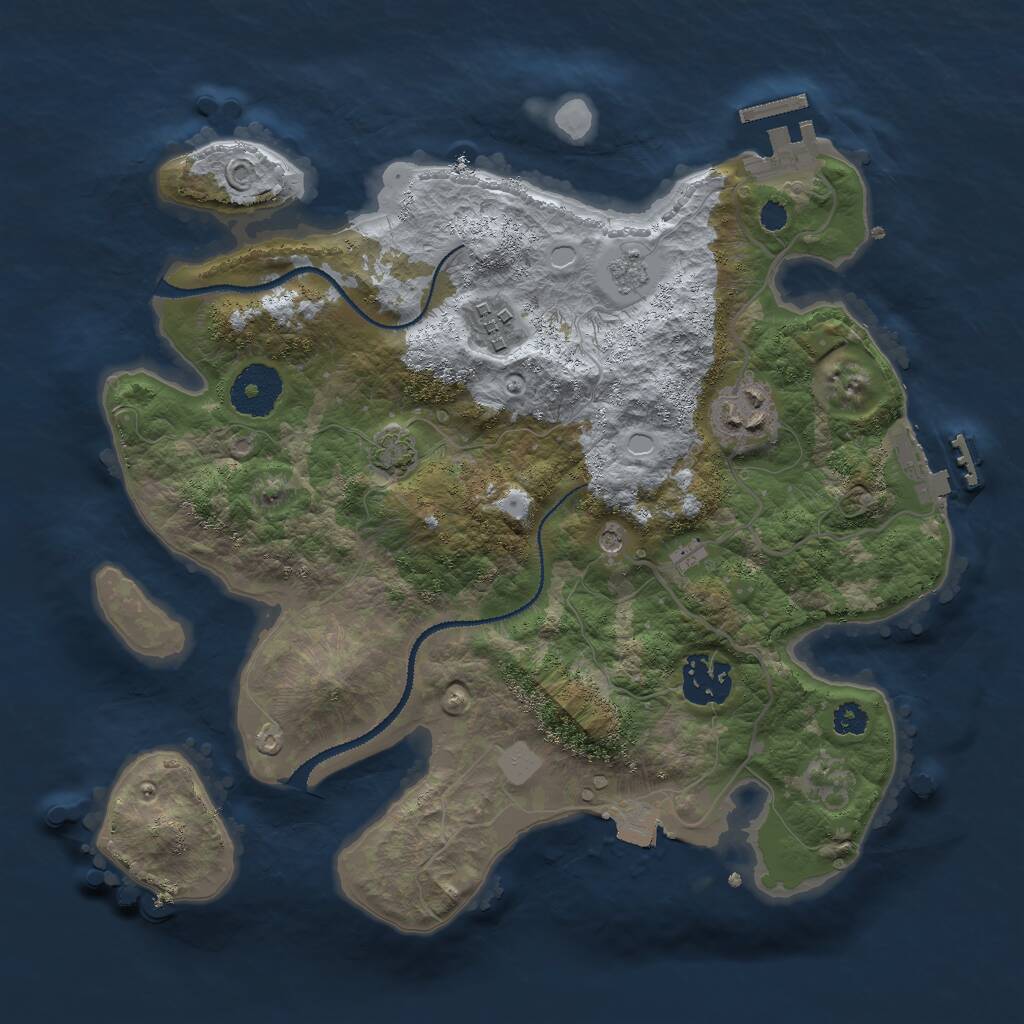 Rust Map: Procedural Map, Size: 3000, Seed: 105510693, 9 Monuments