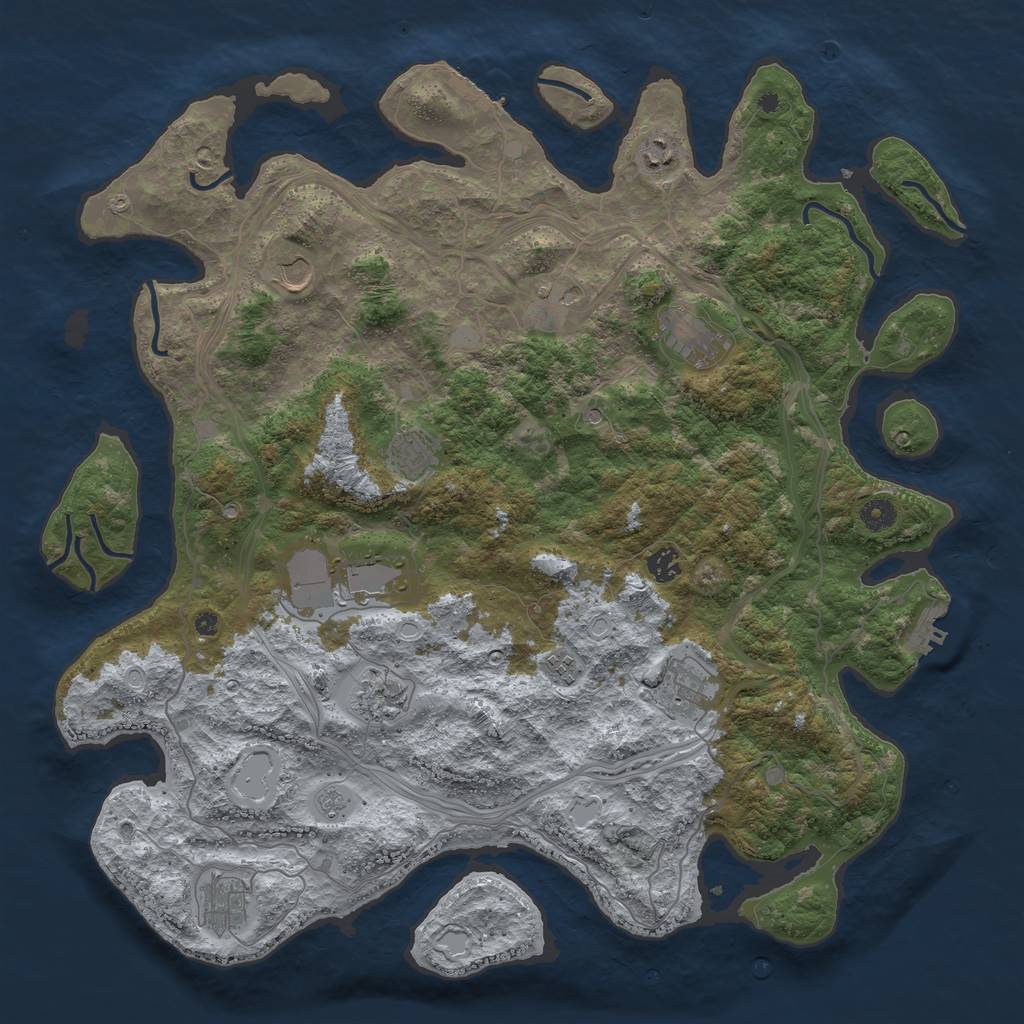 Rust Map: Procedural Map, Size: 4500, Seed: 1189131090, 20 Monuments