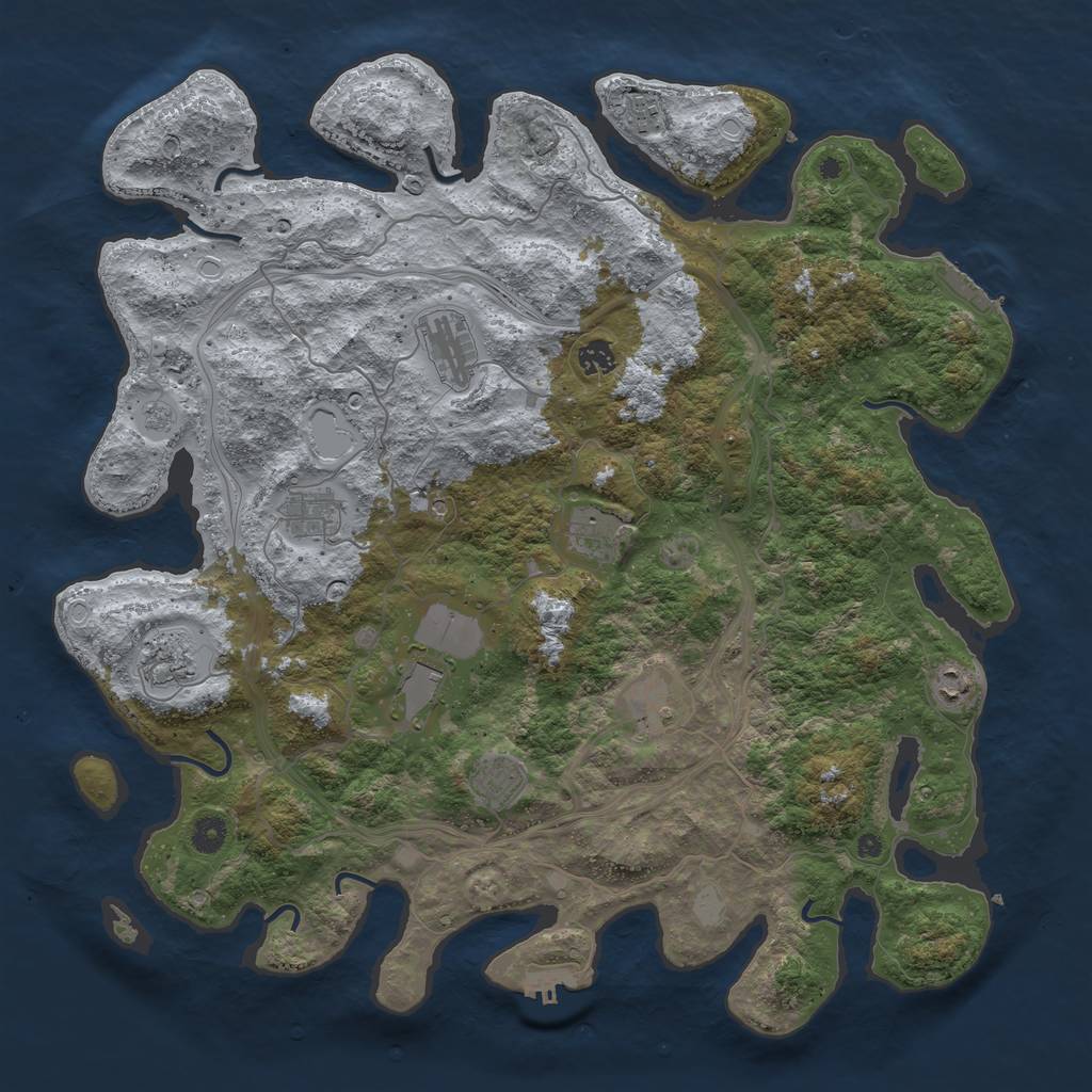 Rust Map: Procedural Map, Size: 4500, Seed: 2581111, 19 Monuments