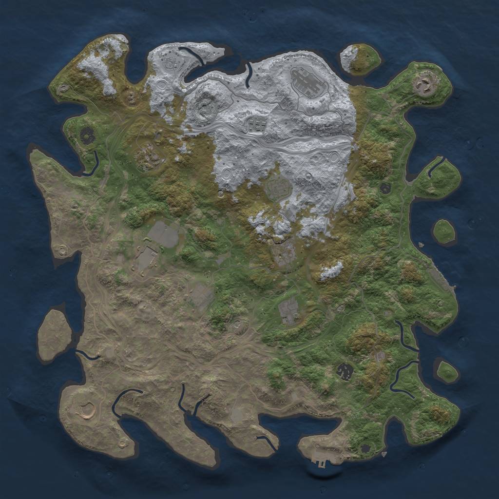 Rust Map: Procedural Map, Size: 4500, Seed: 81858300, 20 Monuments